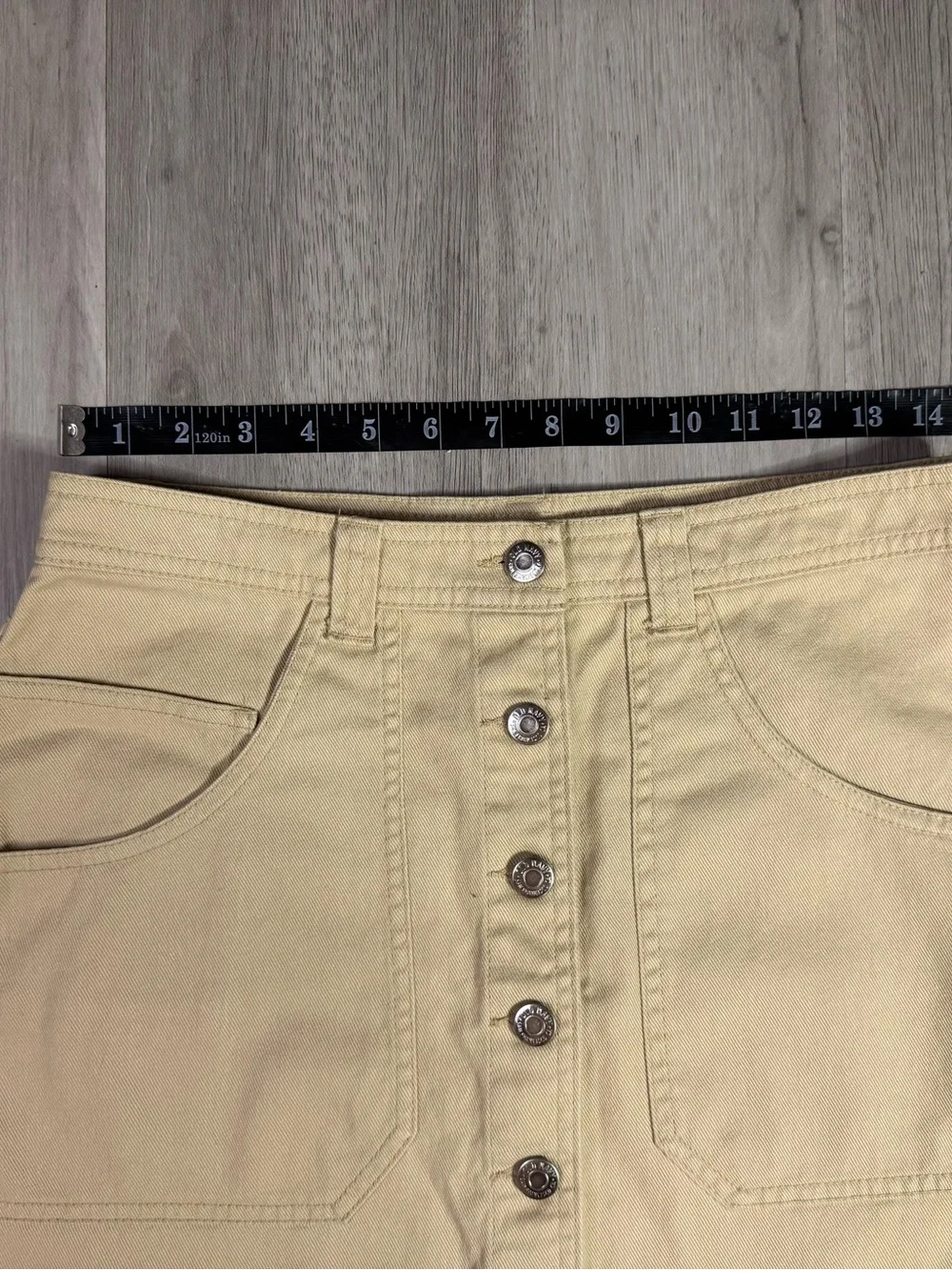 Old Navy Button Front Denim Mini Utility Skirt Beige Size 4